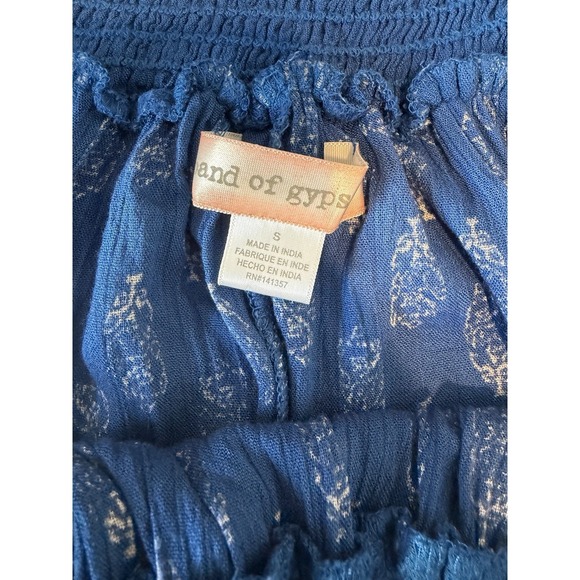 Band Of Gypsies Women's Off The Shoulder Smocked Tunic Dress Blue Small - Picture 6 of 8